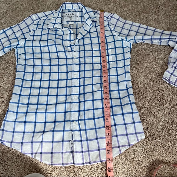 Frank & Eileen Barry Button Down Shirt Blue White Grid Plaid Size Medium - Picture 7 of 7